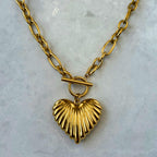 Chunky Gold Heart Pendant Necklace