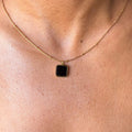 Gold Black Square Pendant Necklace