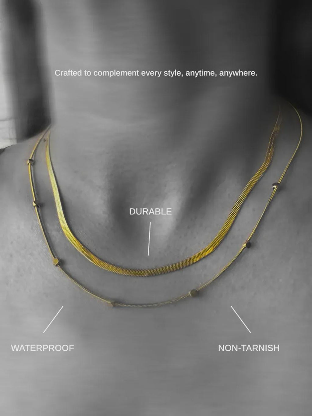 Double Herringbone Chain Necklace Set