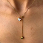 Gold Heart Lariat Necklace