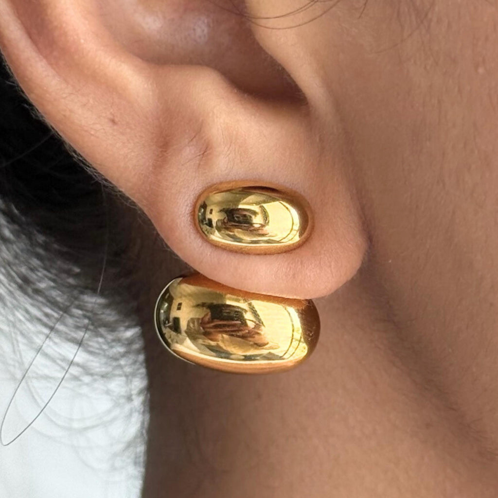 Gold Double Dome Earrings