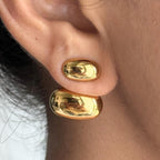 Gold Double Dome Earrings
