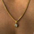 Chunky Gold Chain Crystal Pendant Necklace