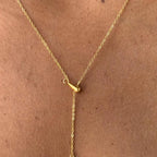 Chic Gold Lariat Necklace with Teardrop Pendants