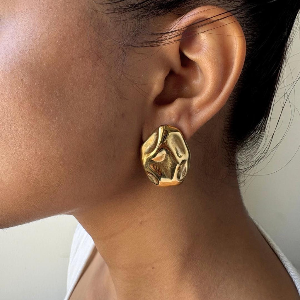 Gold Statement Stud Earrings