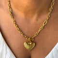 Chunky Gold Heart Pendant Necklace
