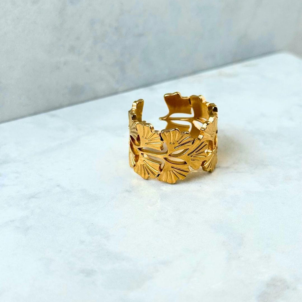 Ginkgo Leaf Gold Ring