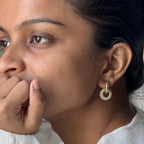 Pavé Double Circle Drop Hoop Earrings