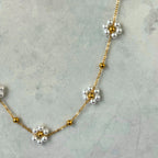 Pearl Flower Bracelet & Necklace Set