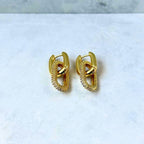 Gold Oval Drop Hoop Earrings