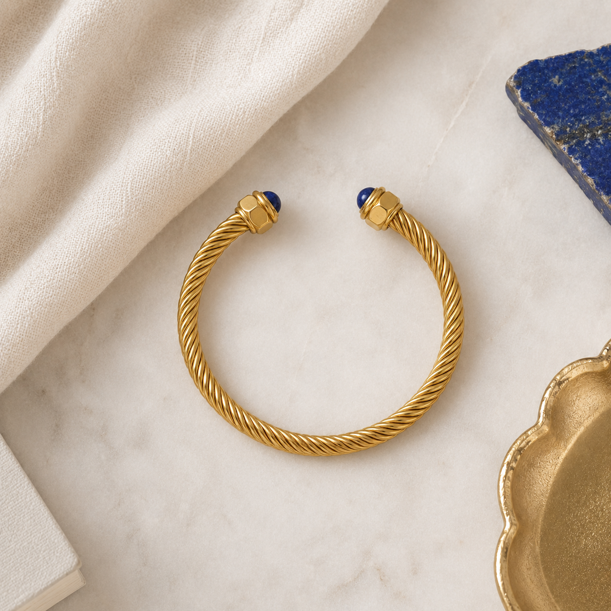 Blue Stone Cuff Bracelet