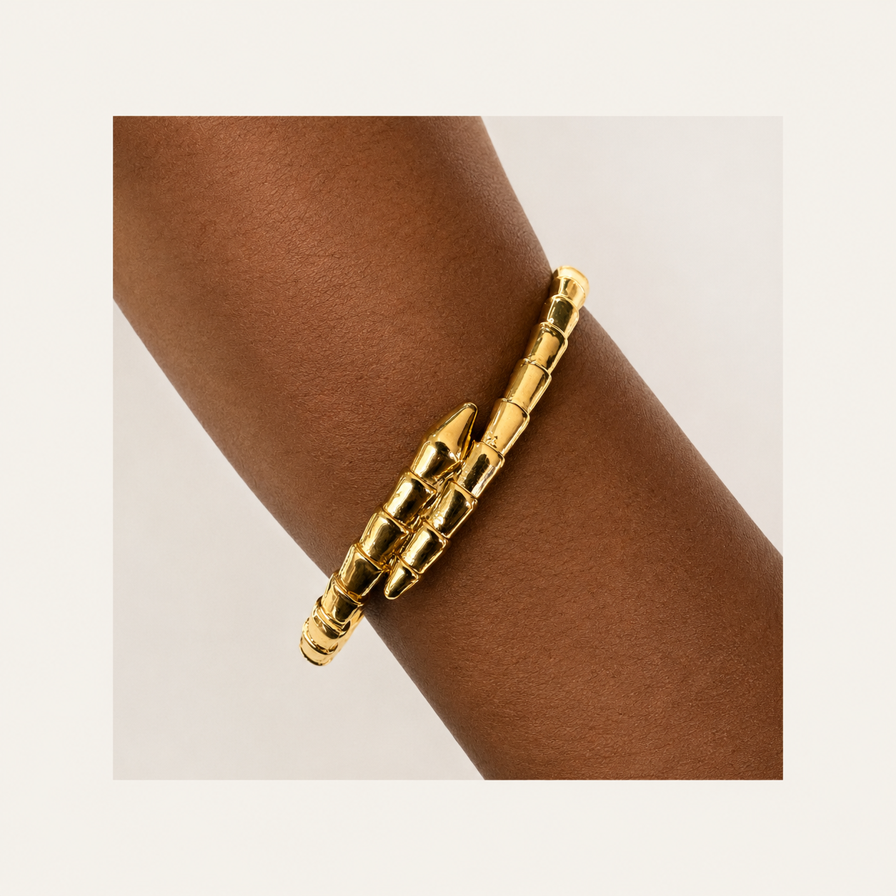 Amara Snake & Bamboo Bangle | 18K Gold PVD | 304 Stainless Steel
