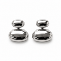 Silver Tone Pebble Stud Earrings