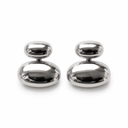 Silver Tone Pebble Stud Earrings