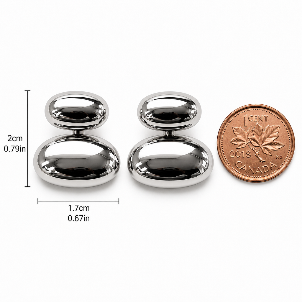 Silver Tone Pebble Stud Earrings