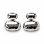 Silver Tone Pebble Stud Earrings