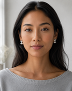 Silver Tone Pebble Stud Earrings