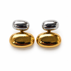 Dual Tone Pebble Stud Earrings