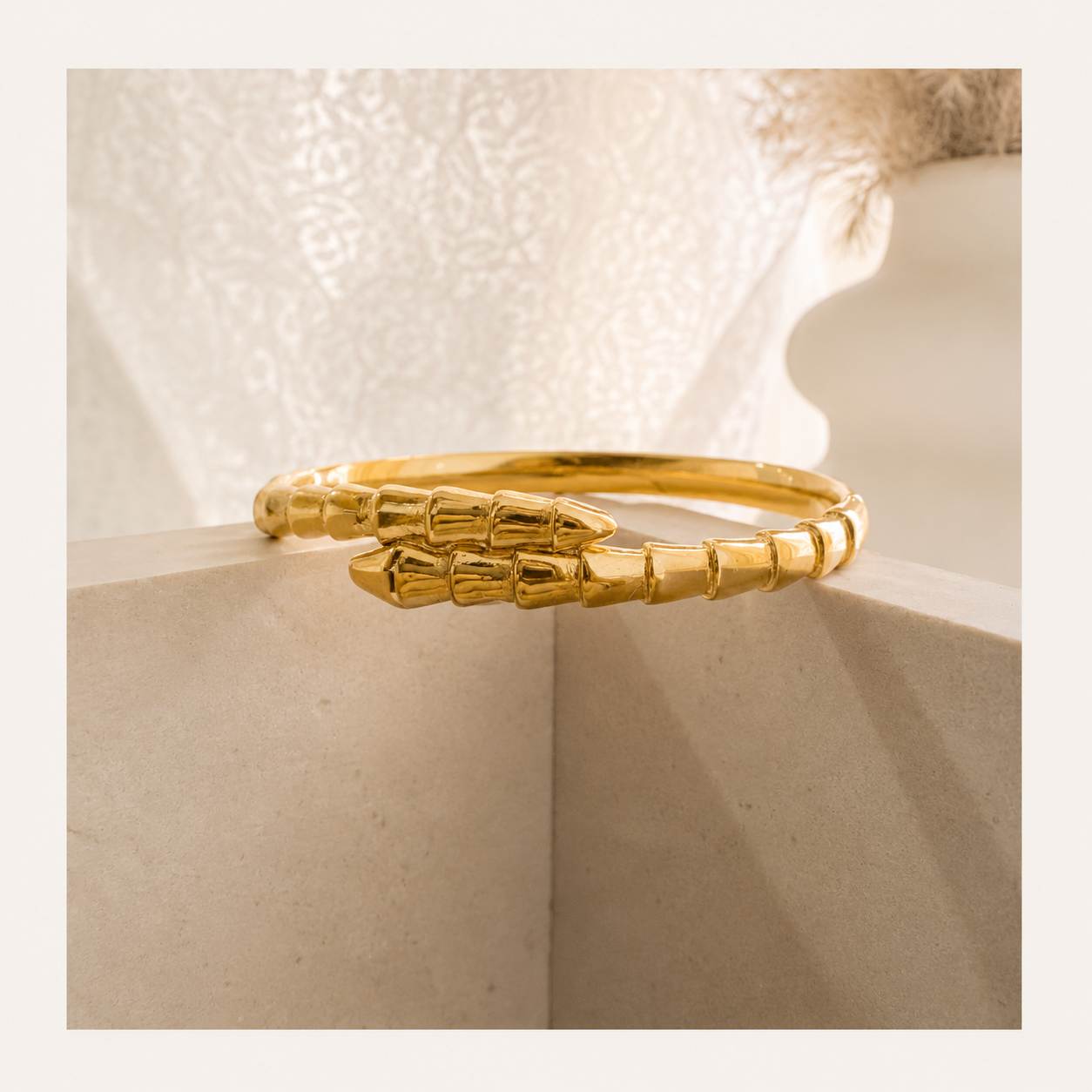 Amara Snake & Bamboo Bangle | 18K Gold PVD | 304 Stainless Steel