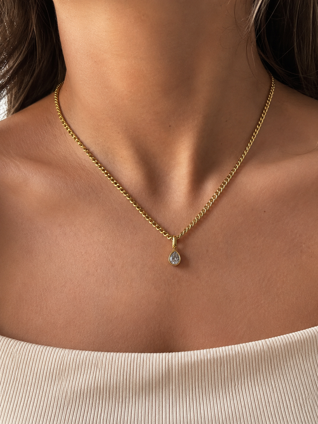 Water Drop Zircon Pendant Necklace